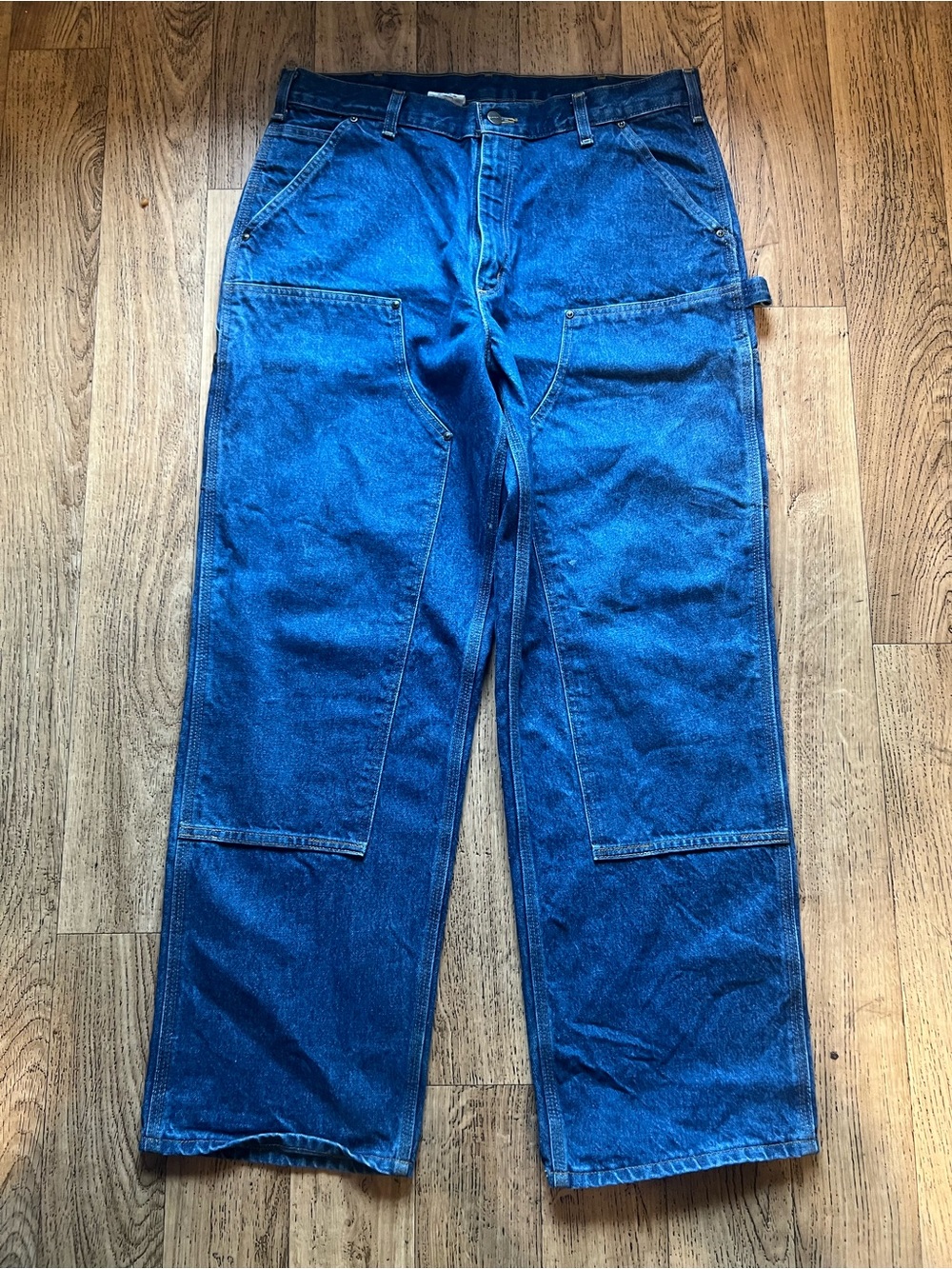 Carhartt Double Knee Carpenter Jeans Denim Mens 36x31 Blue Y2K Workwear B73-DST